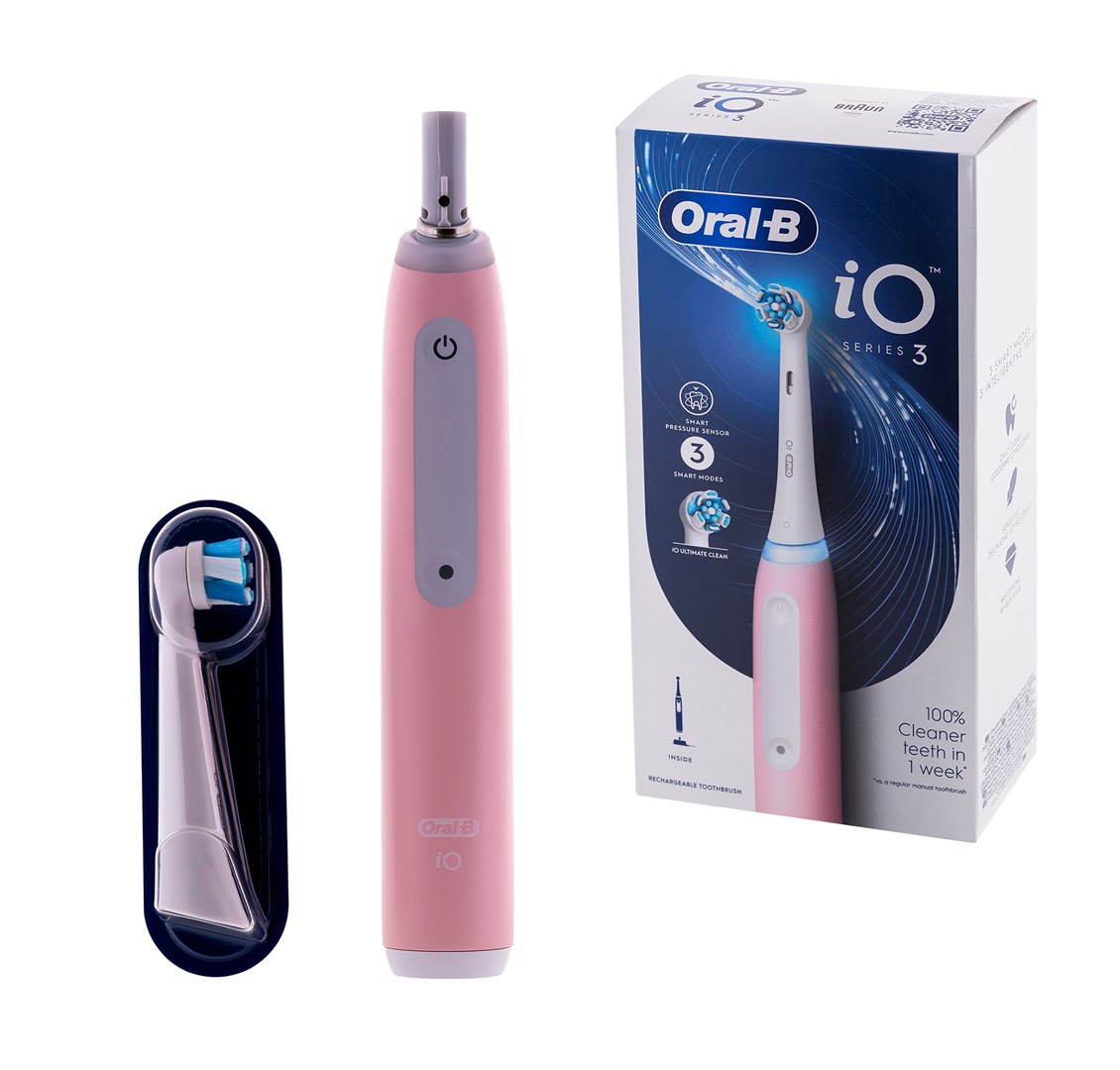 Oral-B Electric Toothbrush iO3 Series Rechargeable For adults Number of brush heads included 1 Blush Pink Number of teeth brushing modes 3 Oral-B Electric Toothbrush iO3 Series Rechargeable For adults Number of brush heads included 1 Blush Pink Number of teeth brushing modes 3
