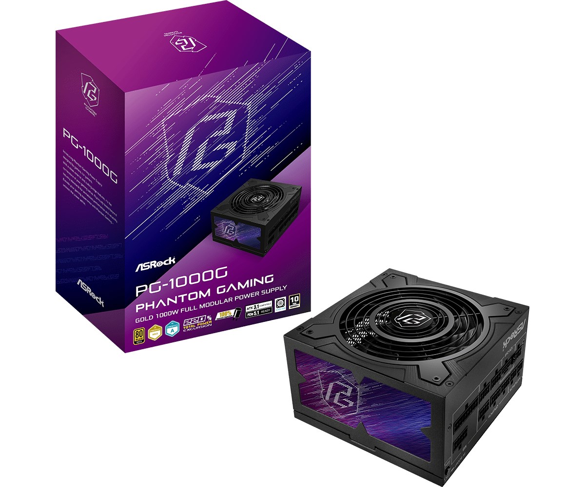 Asrock Phantom Gaming PG-1000G power supply unit 750 W 20+4 pin ATX ATX Black Asrock Phantom Gaming PG-1000G power supply unit 750 W 20+4 pin ATX ATX Black