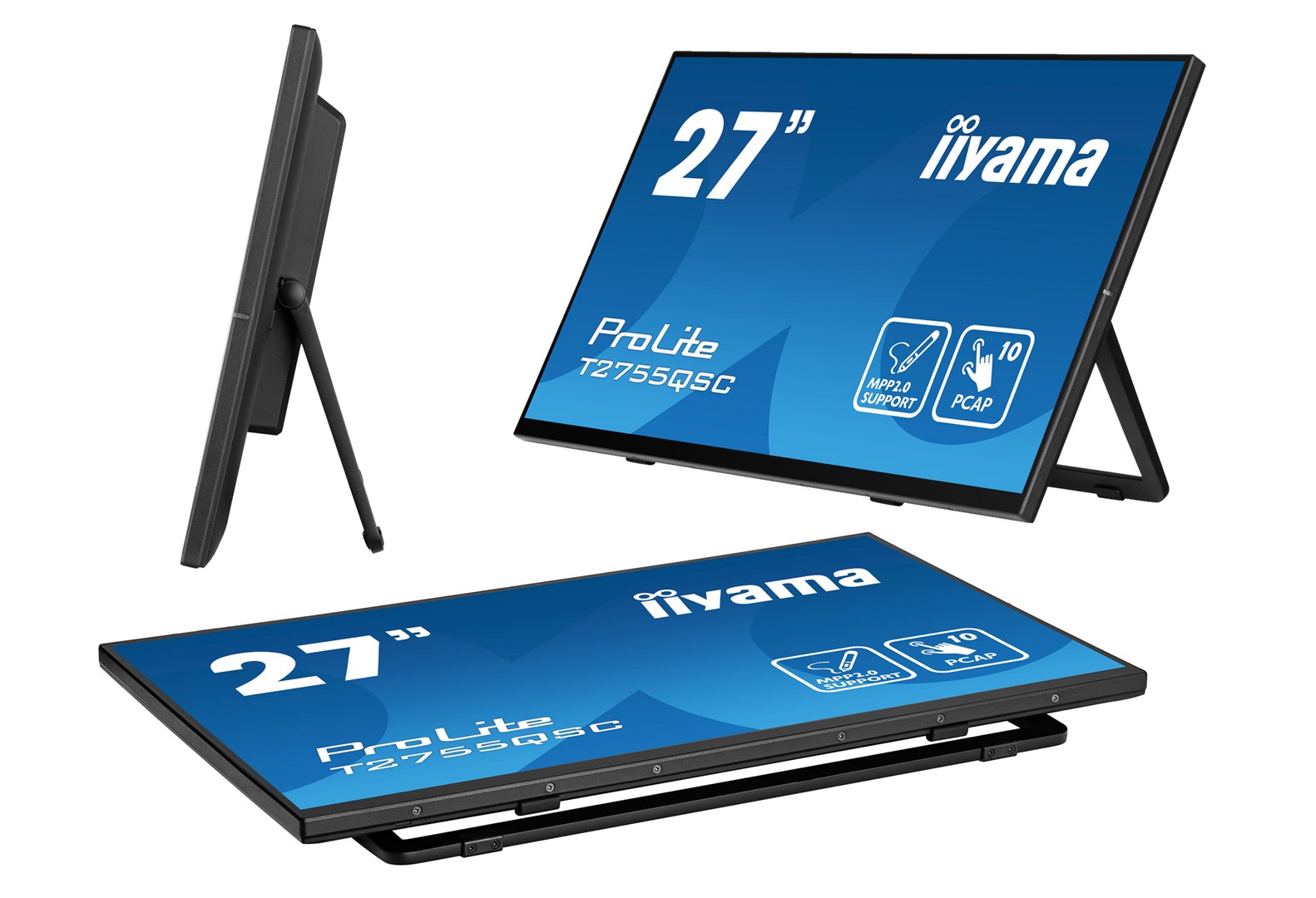 iiyama ProLite 27” Optical Bonded PCAP 10pt IPS Touchscreen monitor with edge-to-edge glass, active stylus support (MPP 2.0), anti-fingerprint coating and a flexible stand iiyama ProLite 27” Optical Bonded PCAP 10pt IPS Touchscreen monitor with edge-to-edge glass, active stylus support (MPP 2.0), anti-fingerprint coating and a flexible stand