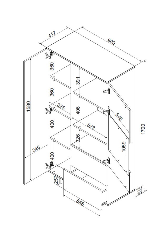 Cama Cabinet ALMA 90x41.5xH170 cashmere Cama Cabinet ALMA 90x41.5xH170 cashmere