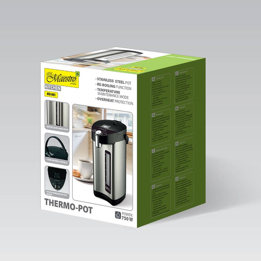 Feel-Maestro MR-081 thermo-pot 3.8 L Silver, Black Feel-Maestro MR-081 thermo-pot 3.8 L Silver, Black