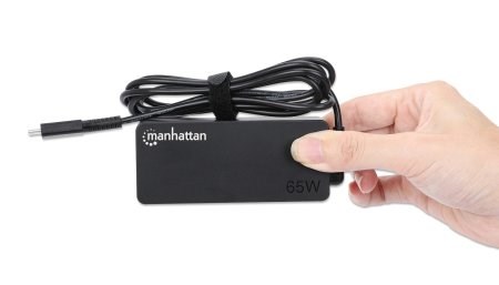 Manhattan USB-C Power Delivery Laptop Charger 65W, AC to Type-C Power Adapter, Universal Voltage Compatible with Most Notebooks, Ideal as Second or Replacement Power Supply, Includes Detachable AC Power Cable and Built-in USB-C PD Cable, Black Manhattan USB-C Power Delivery Laptop Charger 65W, AC to Type-C Power Adapter, Universal Voltage Compatible with Most Notebooks, Ideal as Second or Replacement Power Supply, Includes Detachable AC Power Cable and Built-in USB-C PD Cable, Black
