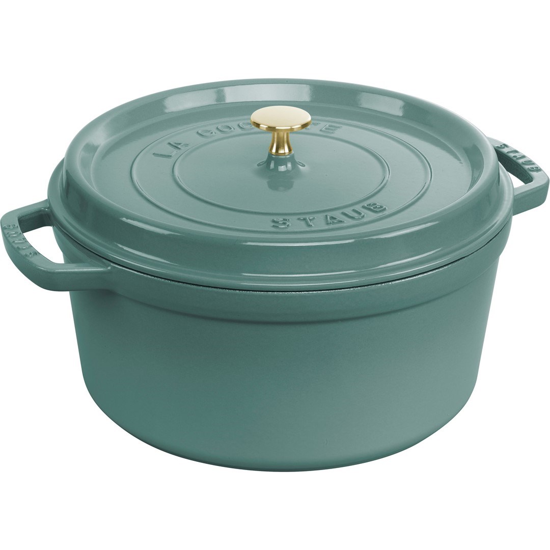 Staub Round Cast Iron Pot - 6.7 ltr, Eucalyptus Staub Round Cast Iron Pot - 6.7 ltr, Eucalyptus