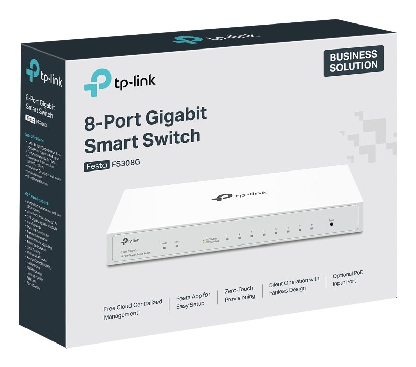TP-Link Festa FS308G Managed L2/L2+ Gigabit Ethernet (10/100/1000) Power over Ethernet (PoE) White TP-Link Festa FS308G Managed L2/L2+ Gigabit Ethernet (10/100/1000) Power over Ethernet (PoE) White