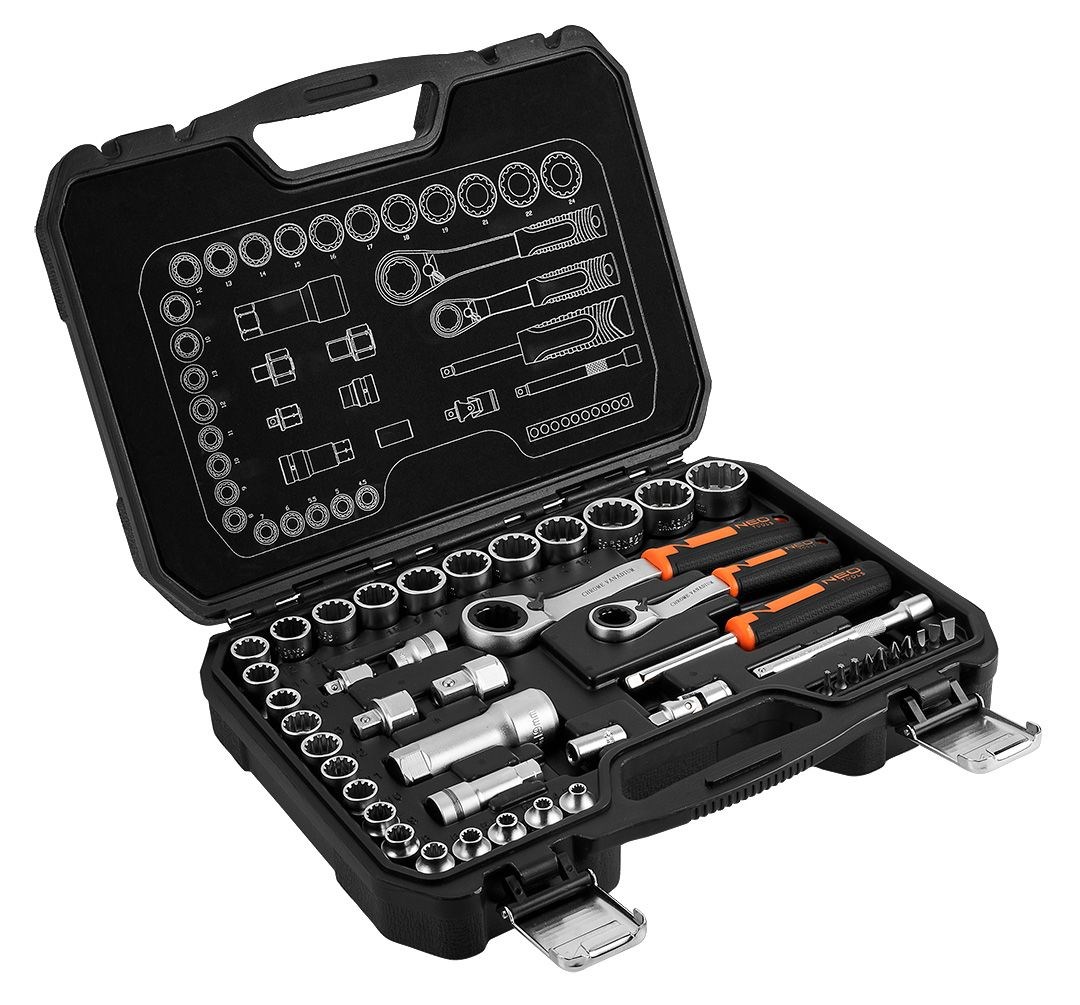 1/4" + 3/8" Through-Hole Socket Set, 46 pcs. 1/4" + 3/8" Through-Hole Socket Set, 46 pcs.