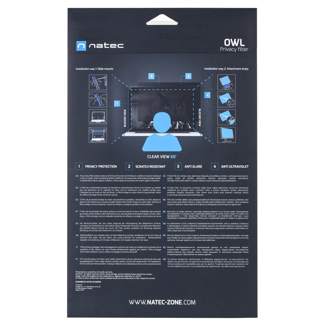 NATEC Owl Frameless display privacy filter 39.6 cm (15.6") NATEC Owl Frameless display privacy filter 39.6 cm (15.6")