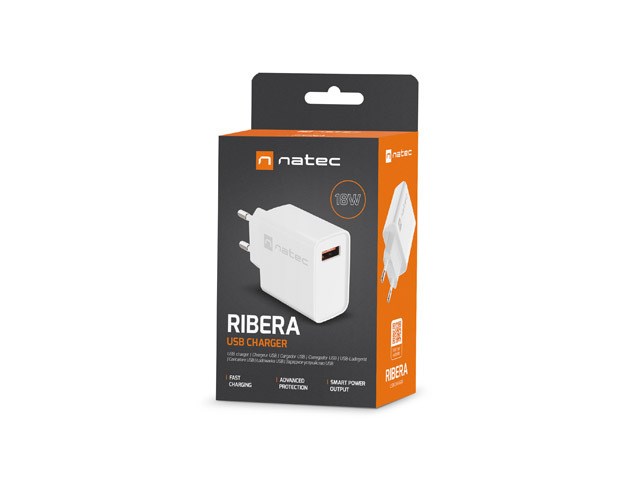 NATEC NETWORK CHARGER RIBERA USB-A 18W WHITE NATEC NETWORK CHARGER RIBERA USB-A 18W WHITE