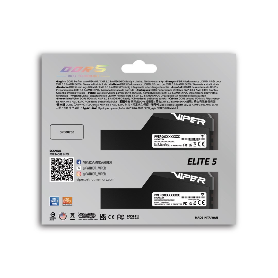 Patriot Viper Elite5 Ultra DDR5 96 GB (2x48GB) 6400MHz CL32 (VEU596G6432K) Patriot Viper Elite5 Ultra DDR5 96 GB (2x48GB) 6400MHz CL32 (VEU596G6432K)