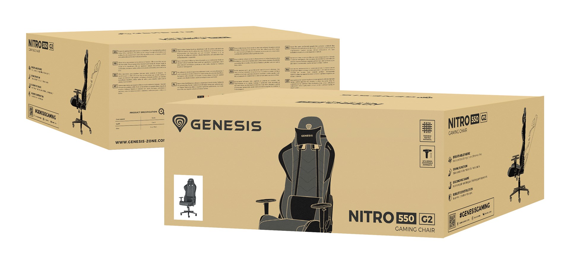 GAMING CHAIR GENESIS NITRO 550 G2 GREY GAMING CHAIR GENESIS NITRO 550 G2 GREY