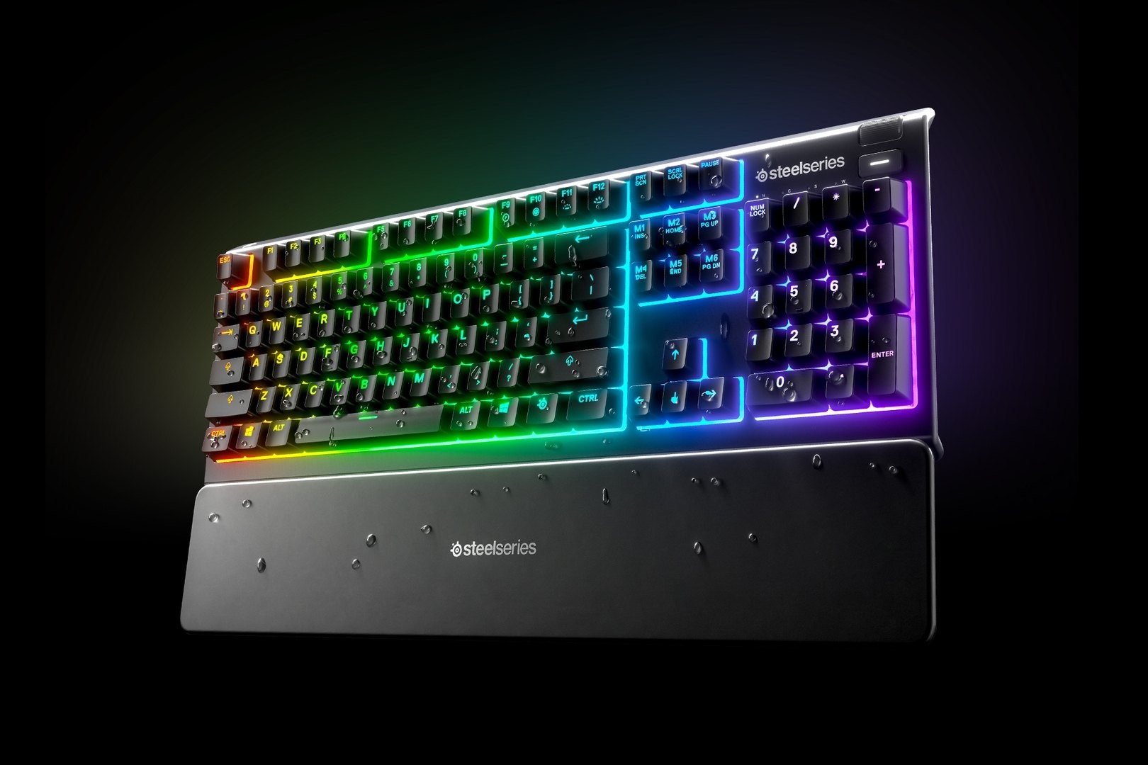 SteelSeries Apex 3 Gaming Keyboard, US Layout, Wired, Black SteelSeries Apex 3 Gaming keyboard, IP32 water resistant for protection against spills, Customizable 10-zone RGB illumination reacts to games and Discord, Whisper quiet gaming switches last for SteelSeries Apex 3 Gaming Keyboard, US Layout, Wired, Black SteelSeries Apex 3 Gaming keyboard, IP32 water resistant for protection against spills, Customizable 10-zone RGB illumination reacts to games and Discord, Whisper quiet gaming switches last for