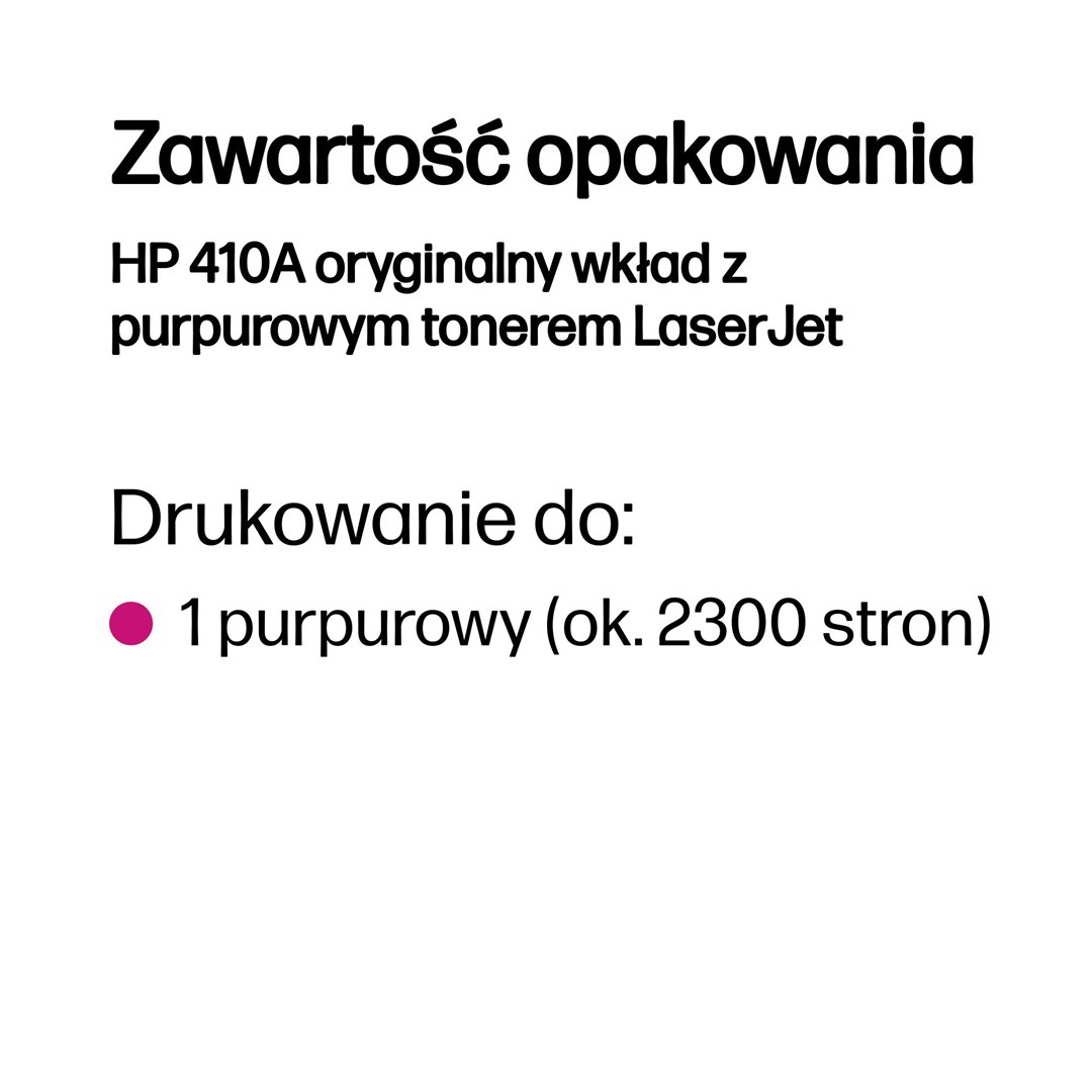 HP 410A Magenta Original LaserJet Toner Cartridge HP 410A Magenta Original LaserJet Toner Cartridge