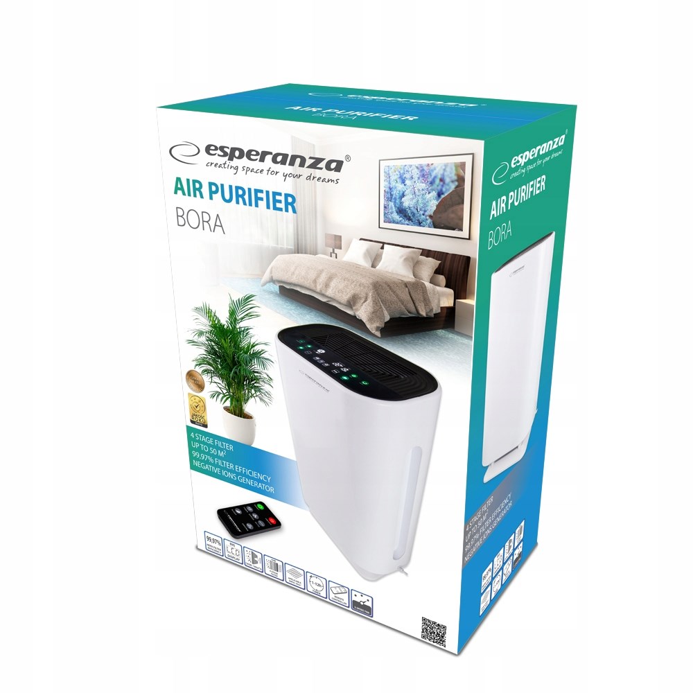 Esperanza EHP003 air purifier 50 m² 50 dB 43 W Black, White Esperanza EHP003 air purifier 50 m² 50 dB 43 W Black, White