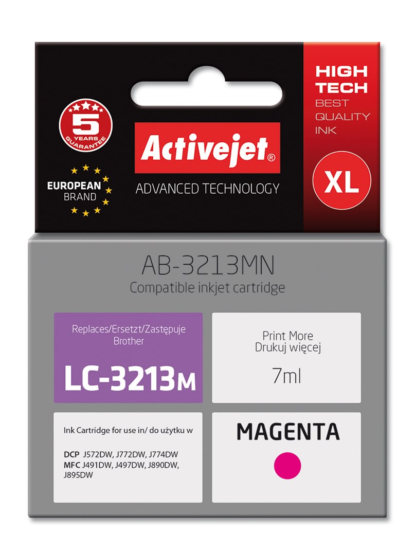Activejet AB-3213MN Ink cartridge (replacement for Brother LC3213M; Supreme; 7 ml; magenta) Activejet AB-3213MN Ink cartridge (replacement for Brother LC3213M; Supreme; 7 ml; magenta)