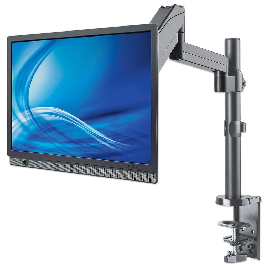 Manhattan TV & Monitor Mount, Desk, Full Motion (Gas Spring), 1 screen, Screen Sizes: 10-27", Black, Clamp or Grommet Assembly,VESA 75x75 to 100x100mm, Max 8kg, Lifetime Warranty Manhattan TV & Monitor Mount, Desk, Full Motion (Gas Spring), 1 screen, Screen Sizes: 10-27", Black, Clamp or Grommet Assembly,VESA 75x75 to 100x100mm, Max 8kg, Lifetime Warranty
