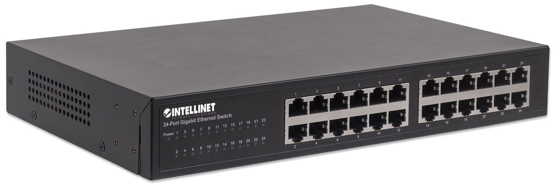 Intellinet 24-Port Gigabit Ethernet Switch, 24 x 10/100/1000 Mbit/s RJ45-Ports, IEEE 802.3az (Energy Efficient Ethernet), Desktop, 19" Rackmount, Metal Intellinet 24-Port Gigabit Ethernet Switch, 24 x 10/100/1000 Mbit/s RJ45-Ports, IEEE 802.3az (Energy Efficient Ethernet), Desktop, 19" Rackmount, Metal