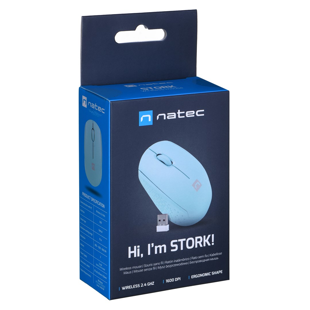 NATEC STORK mouse Home Ambidextrous RF Wireless + USB Type-A Optical 1600 DPI NATEC STORK mouse Home Ambidextrous RF Wireless + USB Type-A Optical 1600 DPI