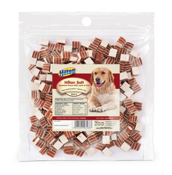 HILTON Sandwich pieces with lamb and fish - Dog treat - 500 g HILTON Sandwich pieces with lamb and fish - Dog treat - 500 g