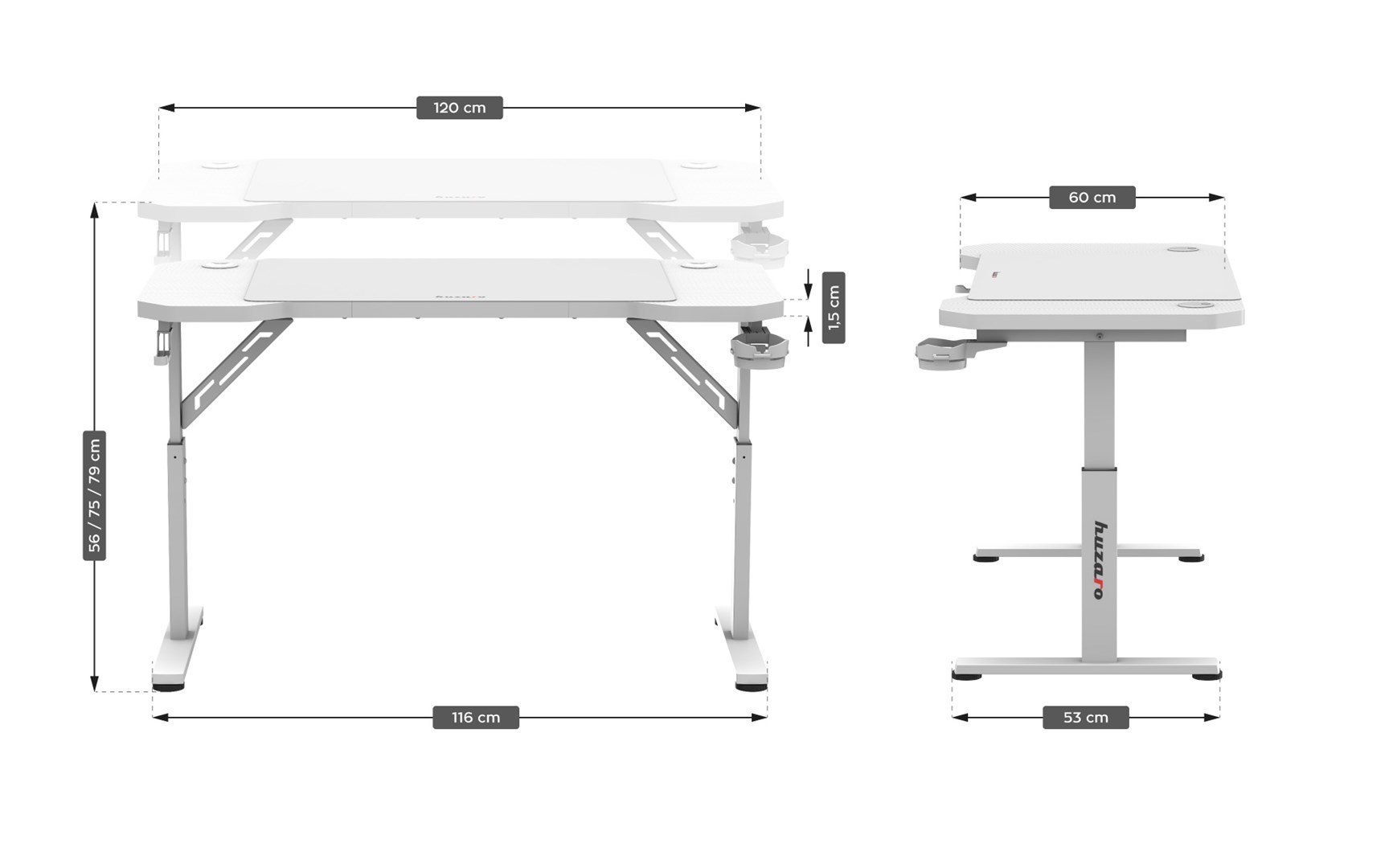 Huzaro Hero 2.6 White gaming desk Huzaro Hero 2.6 White gaming desk