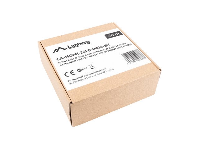 Lanberg CA-HDMI-20FB-0400-BK optical cable HDMI M/M 40m v2.0 4K AOC Lanberg CA-HDMI-20FB-0400-BK optical cable HDMI M/M 40m v2.0 4K AOC
