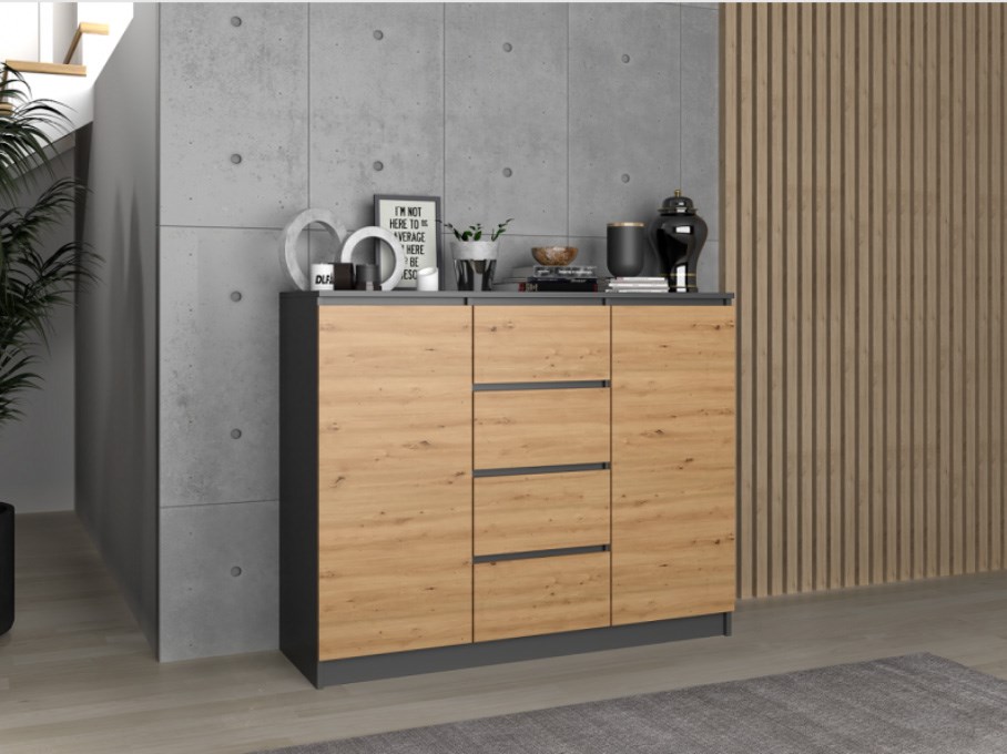 2D4S chest of drawers 120x40x97 cm, anthracite/artisan 2D4S chest of drawers 120x40x97 cm, anthracite/artisan