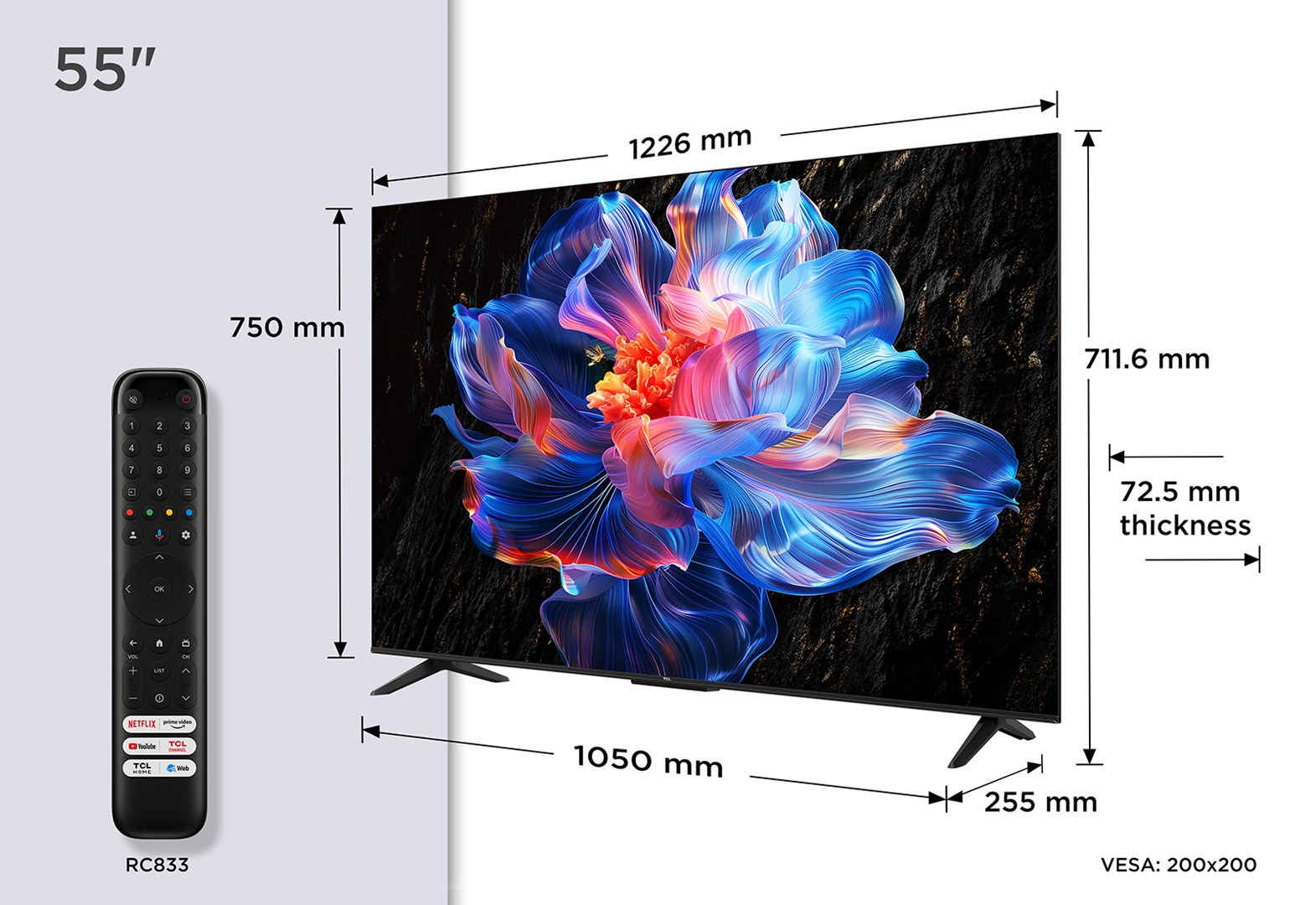 TCL V6C 55V6C TV 139.7 cm (55") 4K Ultra HD Smart TV Wi-Fi Metallic 270 cd/m² TCL V6C 55V6C TV 139.7 cm (55") 4K Ultra HD Smart TV Wi-Fi Metallic 270 cd/m²