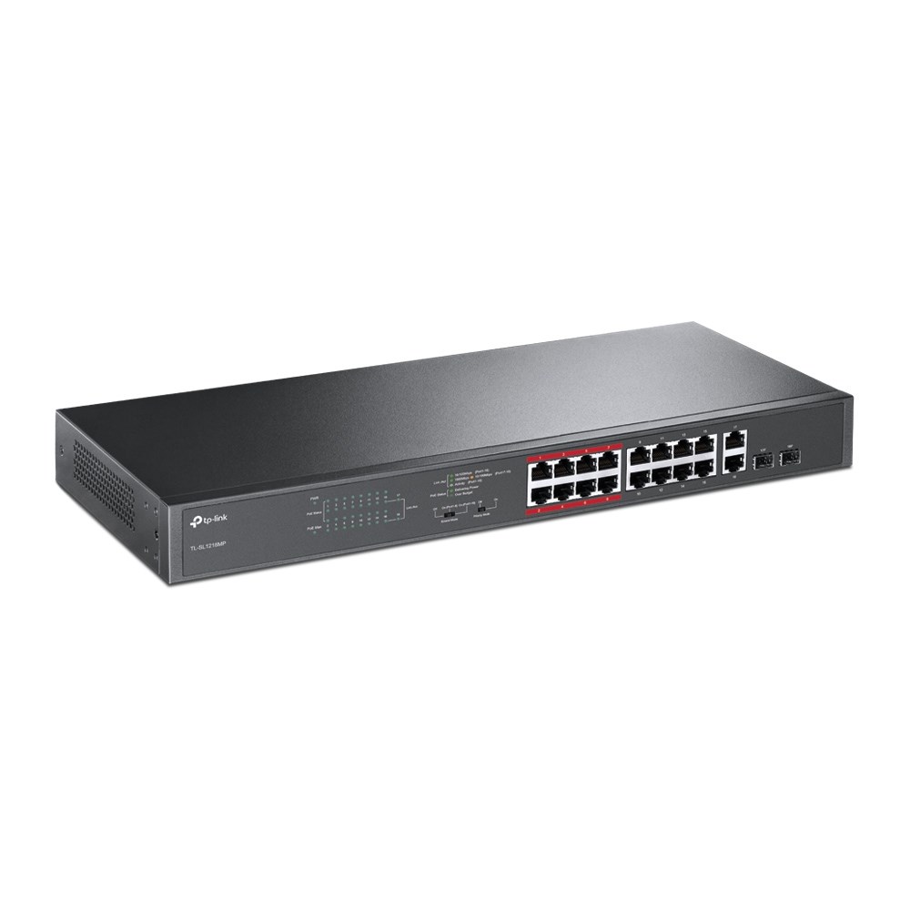 TP-Link 16-Port 10/100Mbps + 2-Port Gigabit Unmanaged PoE Switch TP-Link 16-Port 10/100Mbps + 2-Port Gigabit Unmanaged PoE Switch