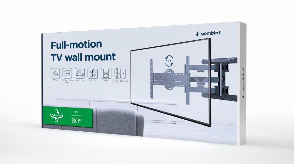 Gembird WM-80STR-01 Rotating full motion TV wall mount, 40" - 80'' (50 kg) Gembird WM-80STR-01 Rotating full motion TV wall mount, 40" - 80'' (50 kg)