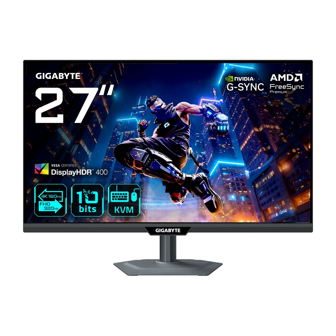 GIGABYTE M27UP 27” 4K UHD Gaming Monitor - Dual Mode (4K 160Hz or FHD 320Hz), 3840 x 2160, 1ms, 350 cd/m², FreeSync Premium Pro, DisplayHDR400, HDMI 2.1, Displayport 1.4 GIGABYTE M27UP 27” 4K UHD Gaming Monitor - Dual Mode (4K 160Hz or FHD 320Hz), 3840 x 2160, 1ms, 350 cd/m², FreeSync Premium Pro, DisplayHDR400, HDMI 2.1, Displayport 1.4