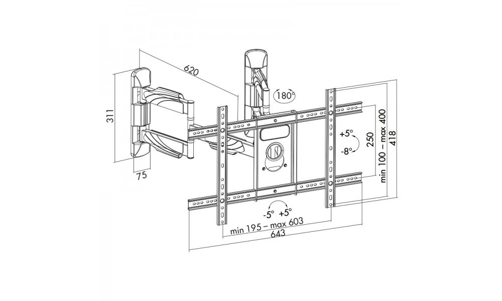 ART AR-85 LCD/LED TV MOUNT 32-70" 45KG VERTICAL/HORIZONTAL ADJUSTMENT ART AR-85 LCD/LED TV MOUNT 32-70" 45KG VERTICAL/HORIZONTAL ADJUSTMENT