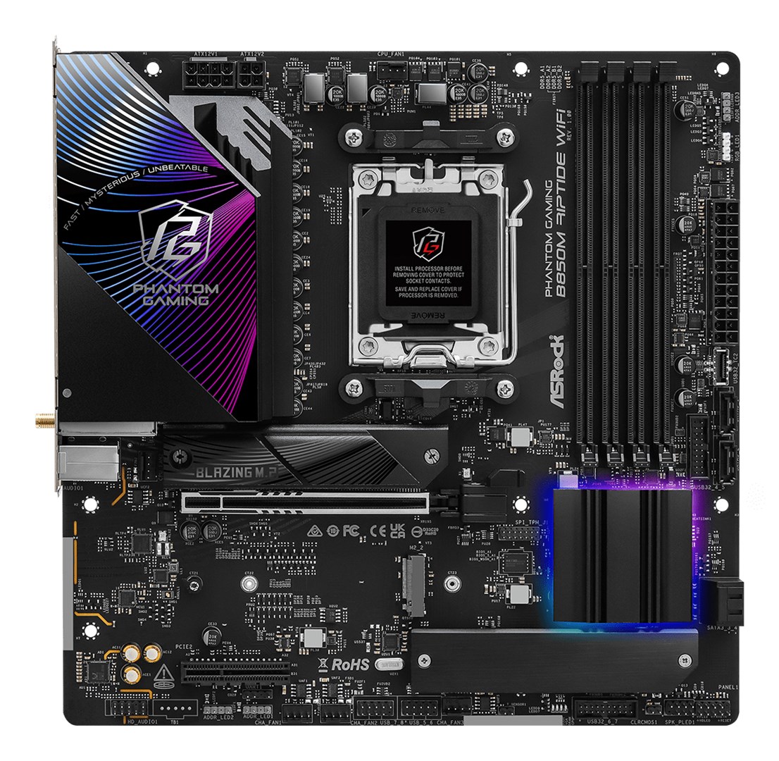 Asrock Phantom Gaming B850M Riptide WiFi AMD B850 Socket AM5 micro ATX Asrock Phantom Gaming B850M Riptide WiFi AMD B850 Socket AM5 micro ATX