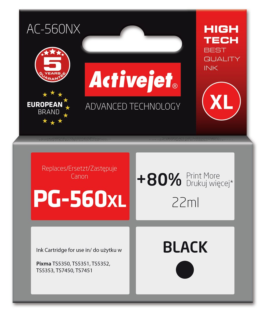 Activejet AC-560NX Ink (replacement for Canon PG-560XL; Supreme; 22 ml; black) Activejet AC-560NX Ink (replacement for Canon PG-560XL; Supreme; 22 ml; black)