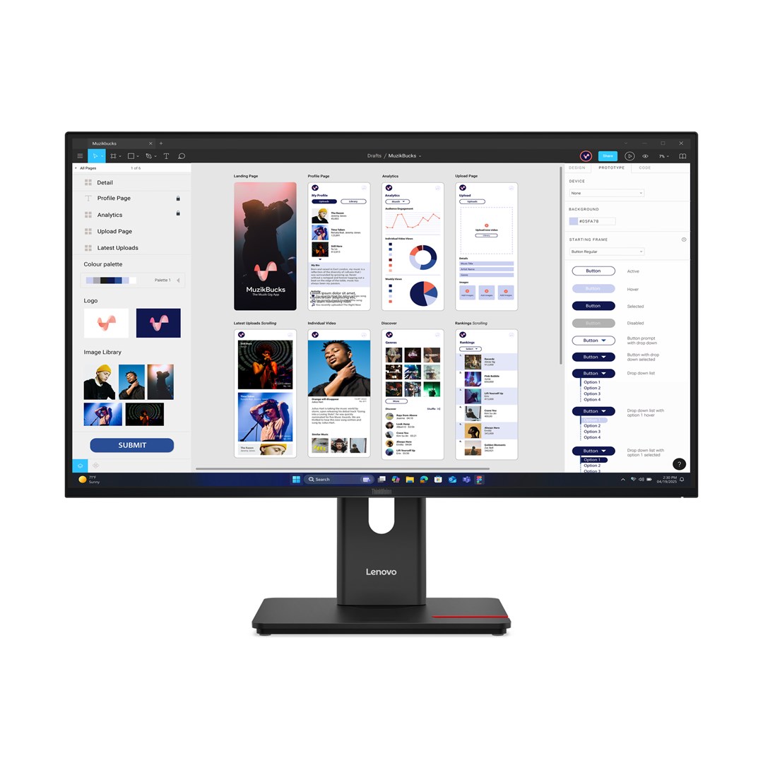 Lenovo ThinkVision T32UD-40 LED display 80 cm (31.5") 3840 x 2160 pixels 4K Ultra HD LCD Black Lenovo ThinkVision T32UD-40 LED display 80 cm (31.5") 3840 x 2160 pixels 4K Ultra HD LCD Black