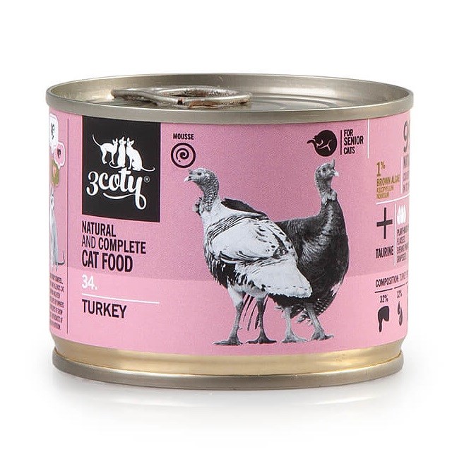 3COTY 34. Turkey Senior - wet cat food - 180g 3COTY 34. Turkey Senior - wet cat food - 180g