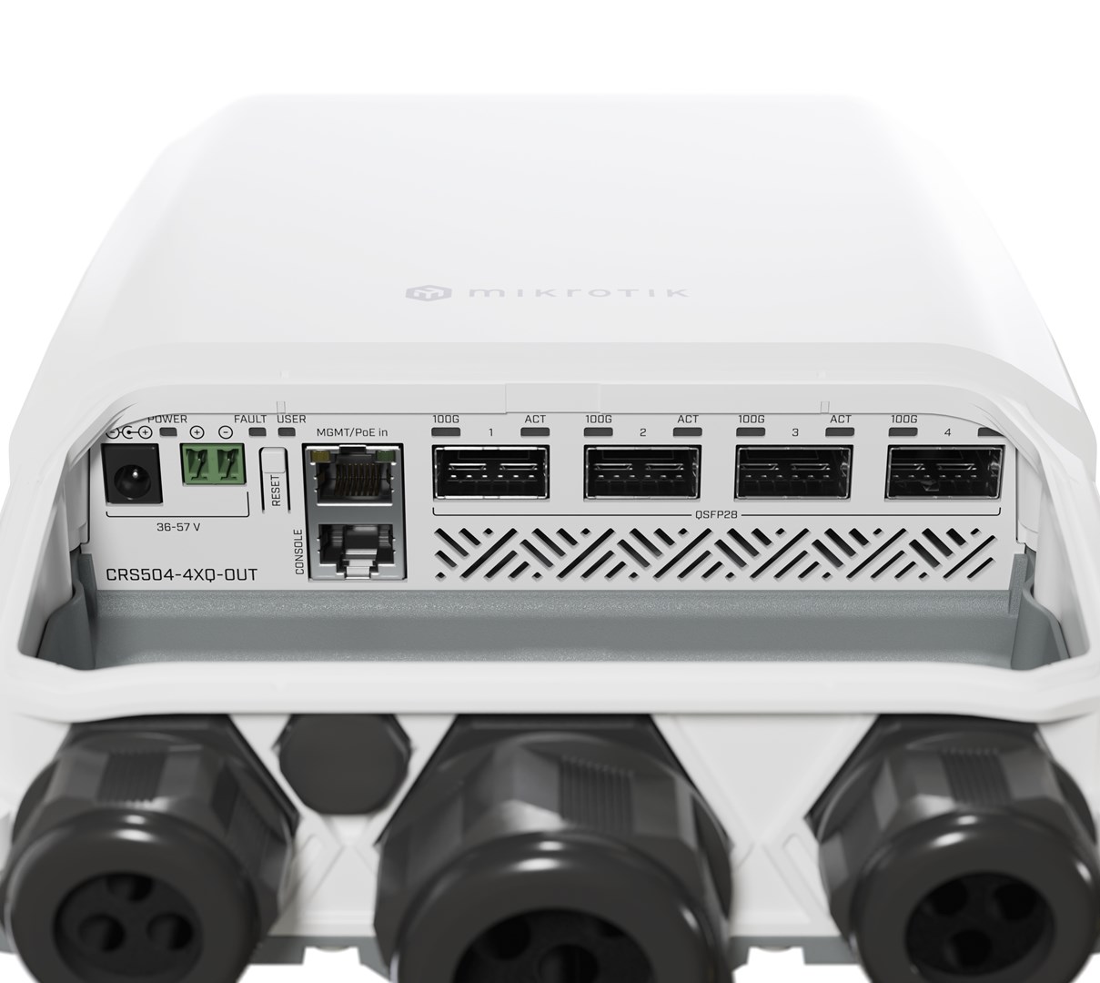 Mikrotik CRS504-4XQ-OUT network switch Managed L3 Fast Ethernet (10/100) Power over Ethernet (PoE) 1U White Mikrotik CRS504-4XQ-OUT network switch Managed L3 Fast Ethernet (10/100) Power over Ethernet (PoE) 1U White