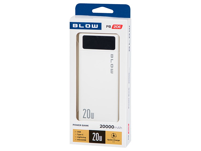 Power Bank 20000mAh QC+PD 20W + lightning PB20E Power Bank 20000mAh QC+PD 20W + lightning PB20E