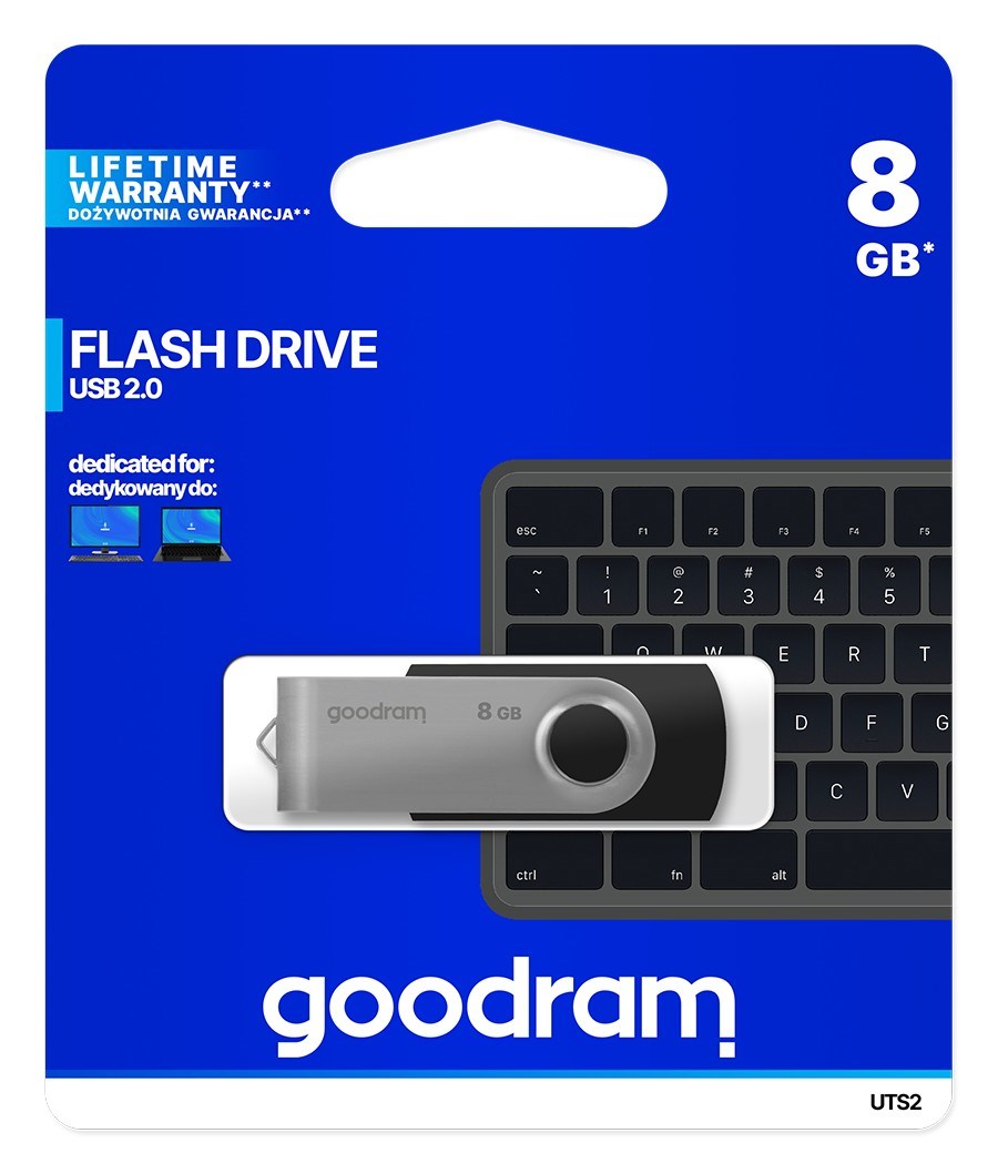 Goodram UTS2 USB flash drive 8 GB USB Type-A 2.0 Black,Silver Goodram UTS2 USB flash drive 8 GB USB Type-A 2.0 Black,Silver