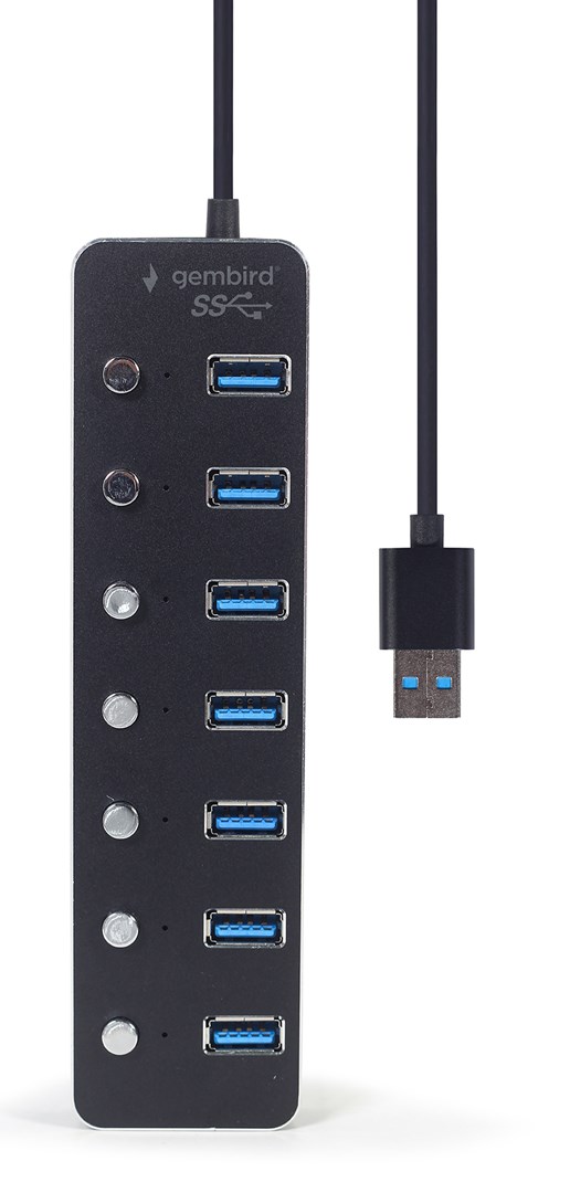 Gembird UHB-U3P7P-01 7-port USB 3.1 (Gen 1) hub with switches, black Gembird UHB-U3P7P-01 7-port USB 3.1 (Gen 1) hub with switches, black
