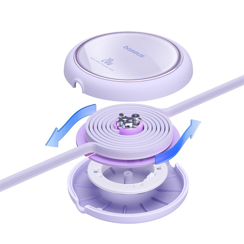Baseus Free2Pull - 20 W USB-C to Lightning Retractable Cable, 1 m (purple) Baseus Free2Pull - 20 W USB-C to Lightning Retractable Cable, 1 m (purple)