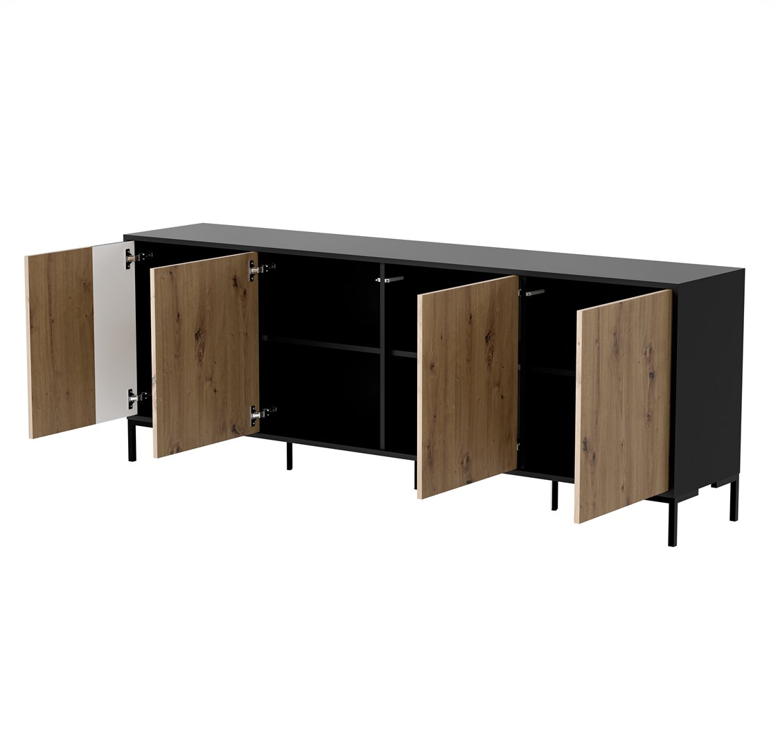 Cama MERCI chest of drawers 200 x 40 x 74 cm black/artisan oak Cama MERCI chest of drawers 200 x 40 x 74 cm black/artisan oak