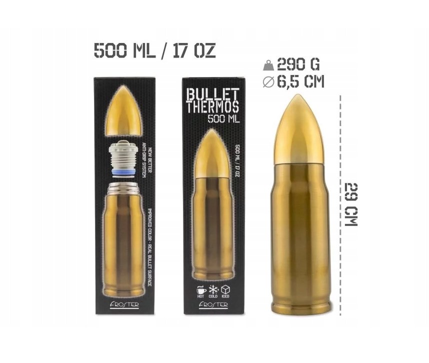 Bullet Brass thermos cartridge 500 ml Bullet Brass thermos cartridge 500 ml