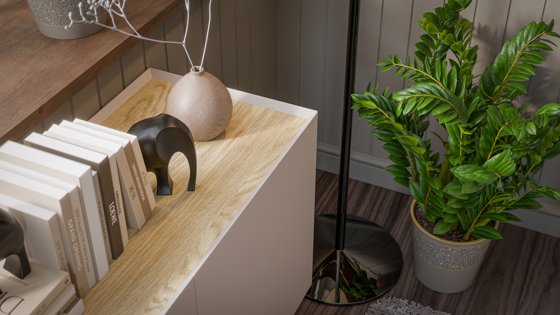 Cama FELLINI chest of drawers 150x40x70 cashmere + oiled oak top Cama FELLINI chest of drawers 150x40x70 cashmere + oiled oak top