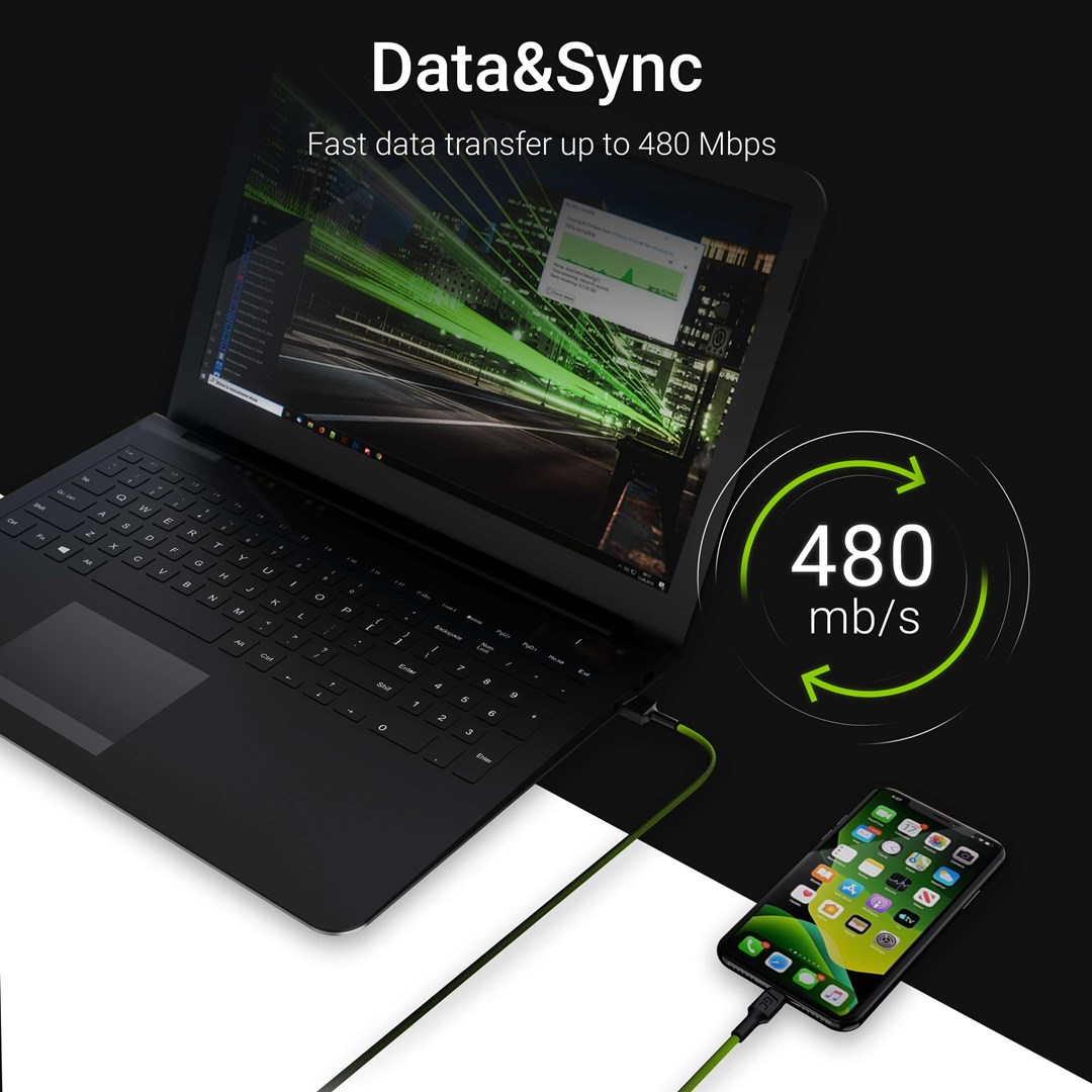 Green Cell KABGC05 lightning cable 1.2 m Black Green Cell KABGC05 lightning cable 1.2 m Black