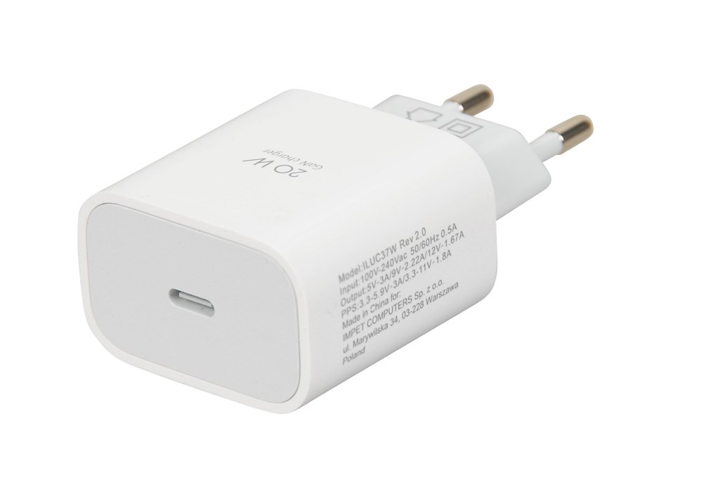 Wall charger iBOX C-37 GaN PD20W, white Wall charger iBOX C-37 GaN PD20W, white