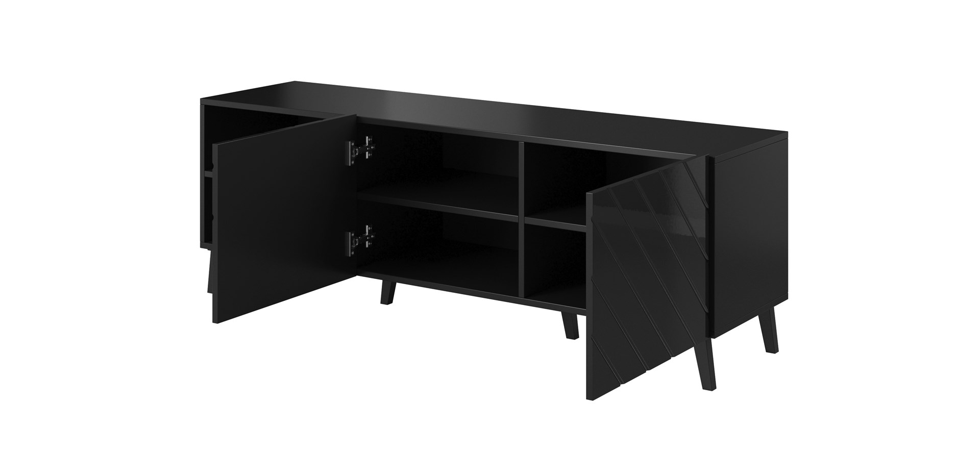 RTV cabinet ABETO 150x42x52 black glossy RTV cabinet ABETO 150x42x52 black glossy