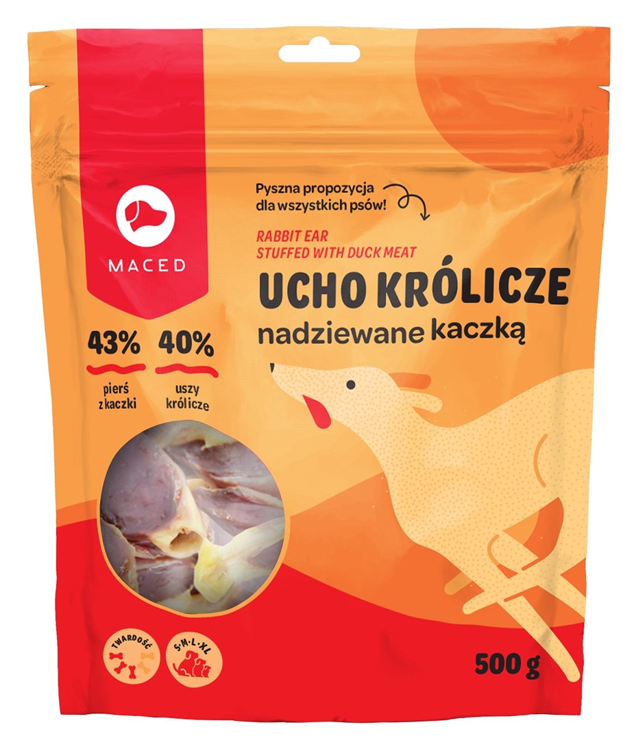 MACED Duck with rabbit ear - dog chew - 500g MACED Duck with rabbit ear - dog chew - 500g