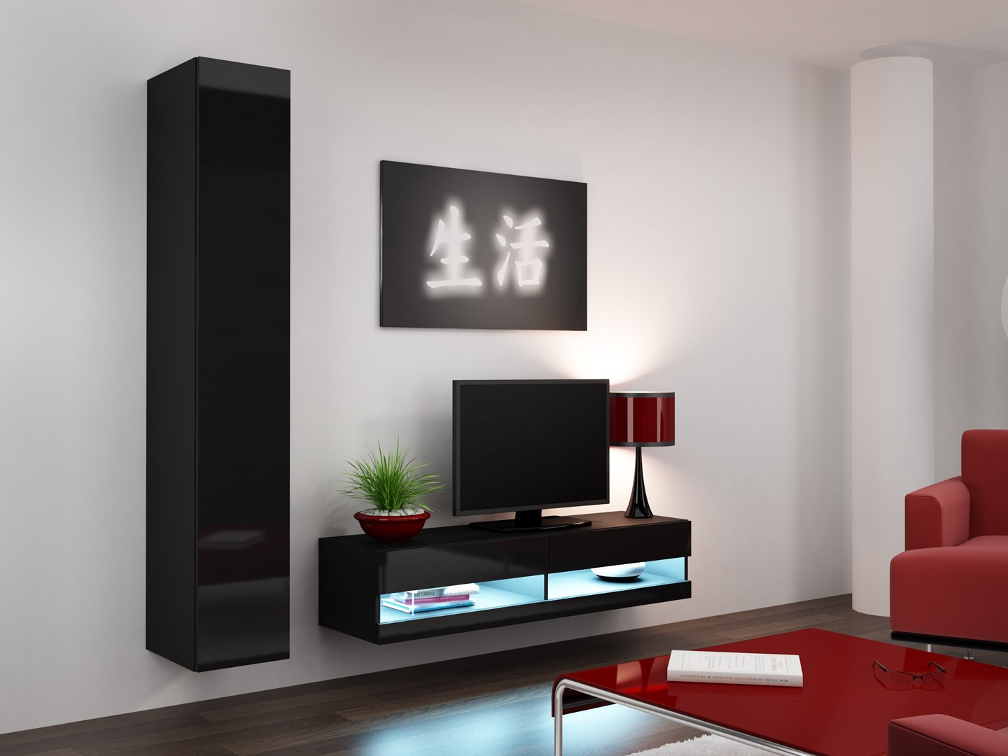 Cama TV stand VIGO NEW 30/140/40 black/black gloss Cama TV stand VIGO NEW 30/140/40 black/black gloss