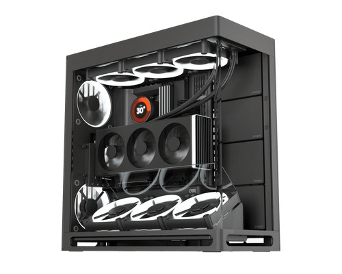 HAVN HS 420 VGPU PC Case, Midi-Tower, E-ATX, Tempered Glass, PCIe 5.0 Riser Cable - black HAVN HS 420 VGPU PC Case, Midi-Tower, E-ATX, Tempered Glass, PCIe 5.0 Riser Cable - black