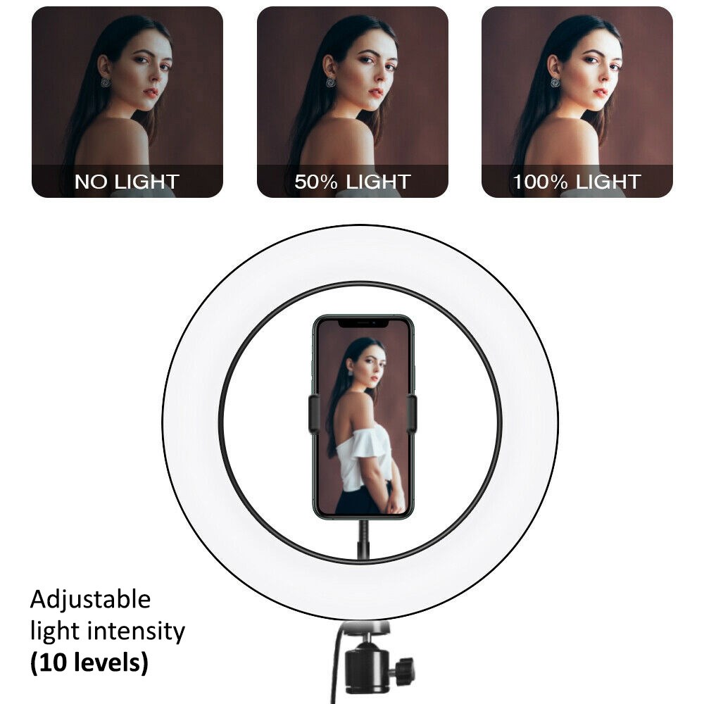 Maclean MCE610 10" 12W LED Ring Light with Tripod Stand and Bluetooth Shutter 3 Colours 10 brightness levels 10% -100% Adjustable brightness 160 LED Smartphone Holder lighting light Maclean MCE610 10" 12W LED Ring Light with Tripod Stand and Bluetooth Shutter 3 Colours 10 brightness levels 10% -100% Adjustable brightness 160 LED Smartphone Holder lighting light
