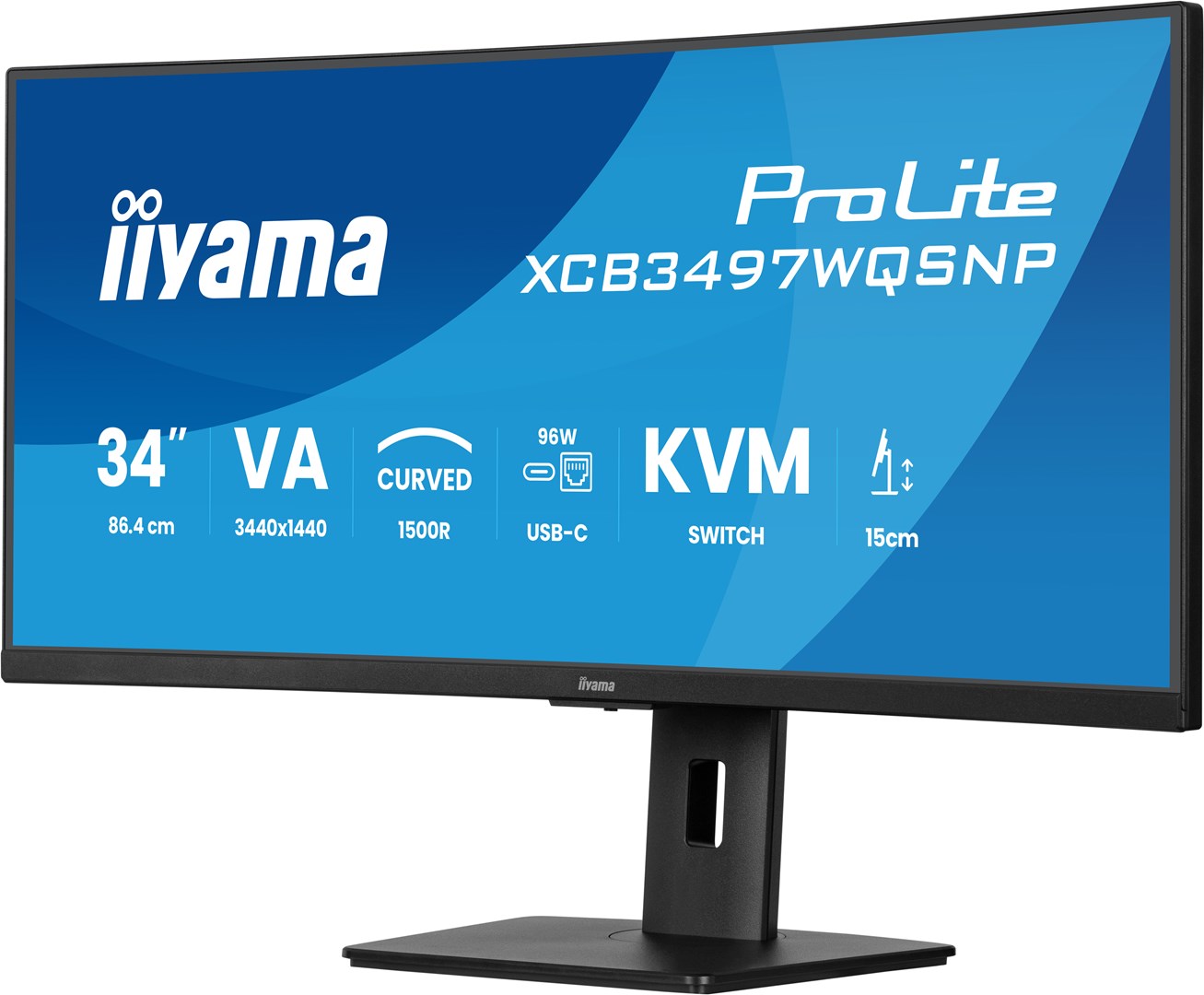 iiyama ProLite 34’’ UWQHD curved monitor with USB-C dock, LAN, KVM switch and 15cm height adjustable stand iiyama ProLite 34’’ UWQHD curved monitor with USB-C dock, LAN, KVM switch and 15cm height adjustable stand
