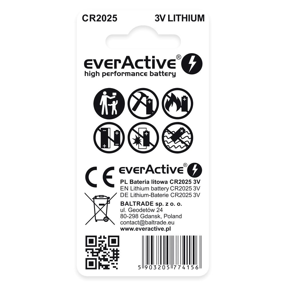 Lithium battery mini everActive CR2025 - blister 2 pcs. Lithium battery mini everActive CR2025 - blister 2 pcs.